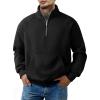 imageJMIERR Mens Fleece Quarter Zip Pullover Sweater Casual Cotton Fall Winter Family Outfit Warm Mock Neck with Pockets0 Black