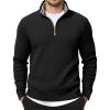 imageJMIERR Mens Quarter Zip Pullover Sweaters Casual Long Sleeve Fall Knit Texture SweaterBlack