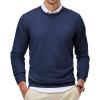 imageJMIERR Mens Wool Blend Classic Crew Neck Casual Fall SweatersNavy Blue