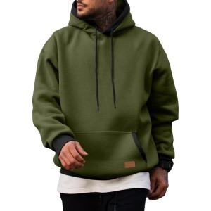 imageJMIERR Mens Cotton Casual Hoodies Sweatshirts Fashion Long Sleeve Drawstring Fleece Pullover Hoodie with PocketsB Green