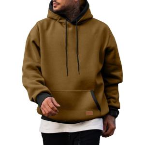 imageJMIERR Mens Cotton Casual Hoodies Sweatshirts Fashion Long Sleeve Drawstring Fleece Pullover Hoodie with PocketsBrown