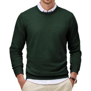 imageJMIERR Mens Wool Blend Classic Crew Neck Casual Fall SweatersClover Green