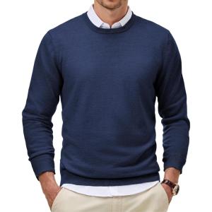 imageJMIERR Mens Wool Blend Classic Crew Neck Casual Fall SweatersNavy Blue