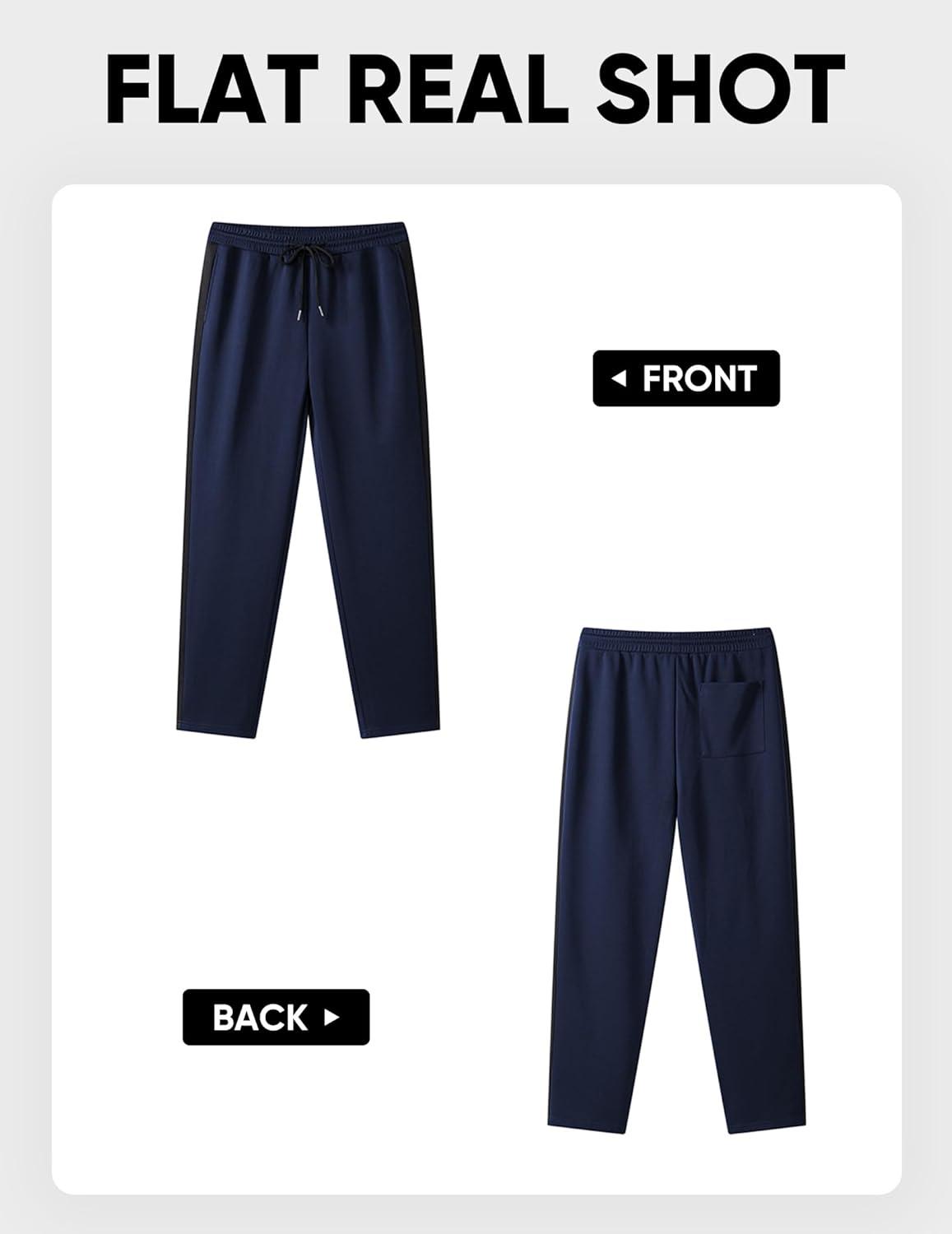 imageJMIERR Mens Sweatpants Wide Leg Color Block Stripes Tapered Trousers Drawstring Waist Casual Stretch Track PantsBlue