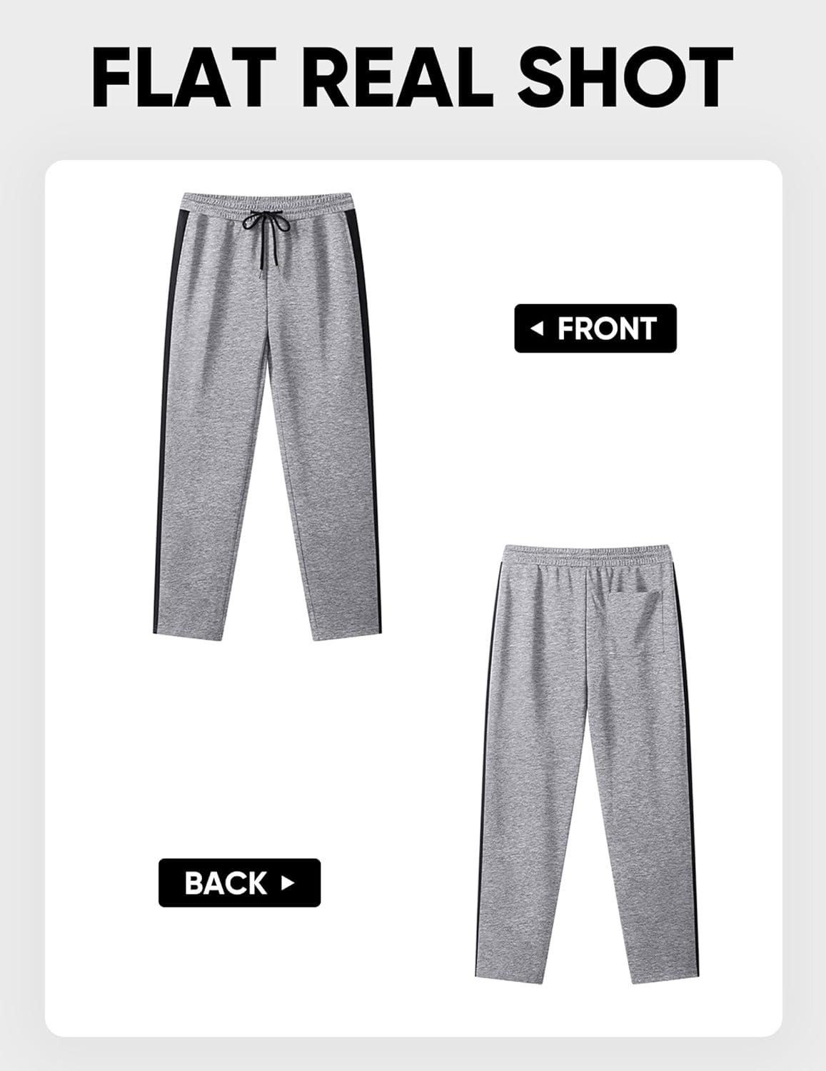 imageJMIERR Mens Sweatpants Wide Leg Color Block Stripes Tapered Trousers Drawstring Waist Casual Stretch Track PantsLight Grey