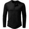 imageJMIERR Mens 2025 Fall Fashion Casual Henley Shirt Long Sleeve Slim Fitted Shirts Curved Hem for Athletic Gym Workout0 Black