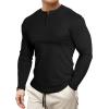 imageJMIERR Mens 2025 Fall Fashion Casual Henley Shirt Long Sleeve Slim Fitted Shirts Curved Hem for Athletic Gym Workout0 Black