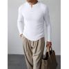 imageJMIERR Mens 2025 Fall Fashion Casual Henley Shirt Long Sleeve Slim Fitted Shirts Curved Hem for Athletic Gym Workout0 White