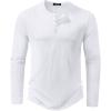 imageJMIERR Mens 2025 Fall Fashion Casual Henley Shirt Long Sleeve Slim Fitted Shirts Curved Hem for Athletic Gym Workout0 White