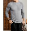 imageJMIERR Mens 2025 Fall Fashion Casual Henley Shirt Long Sleeve Slim Fitted Shirts Curved Hem for Athletic Gym WorkoutA Grey
