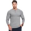 imageJMIERR Mens 2025 Fall Fashion Casual Henley Shirt Long Sleeve Slim Fitted Shirts Curved Hem for Athletic Gym WorkoutA Grey