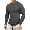 imageJMIERR Mens 2025 Fall Fashion Casual Henley Shirt Long Sleeve Slim Fitted Shirts Curved Hem for Athletic Gym WorkoutB Grey
