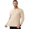 imageJMIERR Mens 2025 Fall Fashion Casual Henley Shirt Long Sleeve Slim Fitted Shirts Curved Hem for Athletic Gym WorkoutC Beige