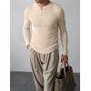 imageJMIERR Mens 2025 Fall Fashion Casual Henley Shirt Long Sleeve Slim Fitted Shirts Curved Hem for Athletic Gym WorkoutC Beige