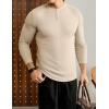 imageJMIERR Mens 2025 Fall Fashion Casual Henley Shirt Long Sleeve Slim Fitted Shirts Curved Hem for Athletic Gym WorkoutC Beige