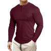 imageJMIERR Mens 2025 Fall Fashion Casual Henley Shirt Long Sleeve Slim Fitted Shirts Curved Hem for Athletic Gym WorkoutC Red
