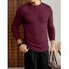 imageJMIERR Mens 2025 Fall Fashion Casual Henley Shirt Long Sleeve Slim Fitted Shirts Curved Hem for Athletic Gym WorkoutC Red