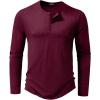 imageJMIERR Mens 2025 Fall Fashion Casual Henley Shirt Long Sleeve Slim Fitted Shirts Curved Hem for Athletic Gym WorkoutC Red