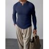 imageJMIERR Mens 2025 Fall Fashion Casual Henley Shirt Long Sleeve Slim Fitted Shirts Curved Hem for Athletic Gym WorkoutD Blue