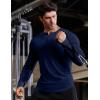 imageJMIERR Mens 2025 Fall Fashion Casual Henley Shirt Long Sleeve Slim Fitted Shirts Curved Hem for Athletic Gym WorkoutD Blue
