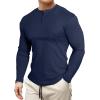 imageJMIERR Mens 2025 Fall Fashion Casual Henley Shirt Long Sleeve Slim Fitted Shirts Curved Hem for Athletic Gym WorkoutD Blue