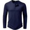 imageJMIERR Mens 2025 Fall Fashion Casual Henley Shirt Long Sleeve Slim Fitted Shirts Curved Hem for Athletic Gym WorkoutD Blue