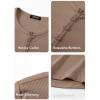 imageJMIERR Mens 2025 Fall Fashion Casual Henley Shirt Long Sleeve Slim Fitted Shirts Curved Hem for Athletic Gym WorkoutD Brown