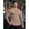 imageJMIERR Mens 2025 Fall Fashion Casual Henley Shirt Long Sleeve Slim Fitted Shirts Curved Hem for Athletic Gym WorkoutD Brown
