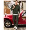 imageJMIERR Mens Quilted 2 Piece Casual Outfits Crewneck Sweatshirt Tracksuit ampamp Joggers Sweatpants Sweatsuit SetMoss Green