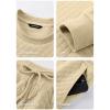imageJMIERR Mens Quilted 2 Piece Casual Outfits Crewneck Sweatshirt Tracksuit ampamp Joggers Sweatpants Sweatsuit SetParchment