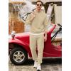 imageJMIERR Mens Quilted 2 Piece Casual Outfits Crewneck Sweatshirt Tracksuit ampamp Joggers Sweatpants Sweatsuit SetParchment
