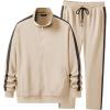 imageJMIERR Mens Track Suits 2 Piece Full Zip Sports Outfits Set Sweatshirt and Joggers SweatpantsBeige