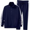 imageJMIERR Mens Track Suits 2 Piece Full Zip Sports Outfits Set Sweatshirt and Joggers SweatpantsNavy Blue
