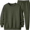 imageJMIERR Mens Quilted 2 Piece Casual Outfits Crewneck Sweatshirt Tracksuit ampamp Joggers Sweatpants Sweatsuit SetMoss Green