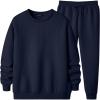 imageJMIERR Mens Quilted 2 Piece Casual Outfits Crewneck Sweatshirt Tracksuit ampamp Joggers Sweatpants Sweatsuit SetNavy Blue