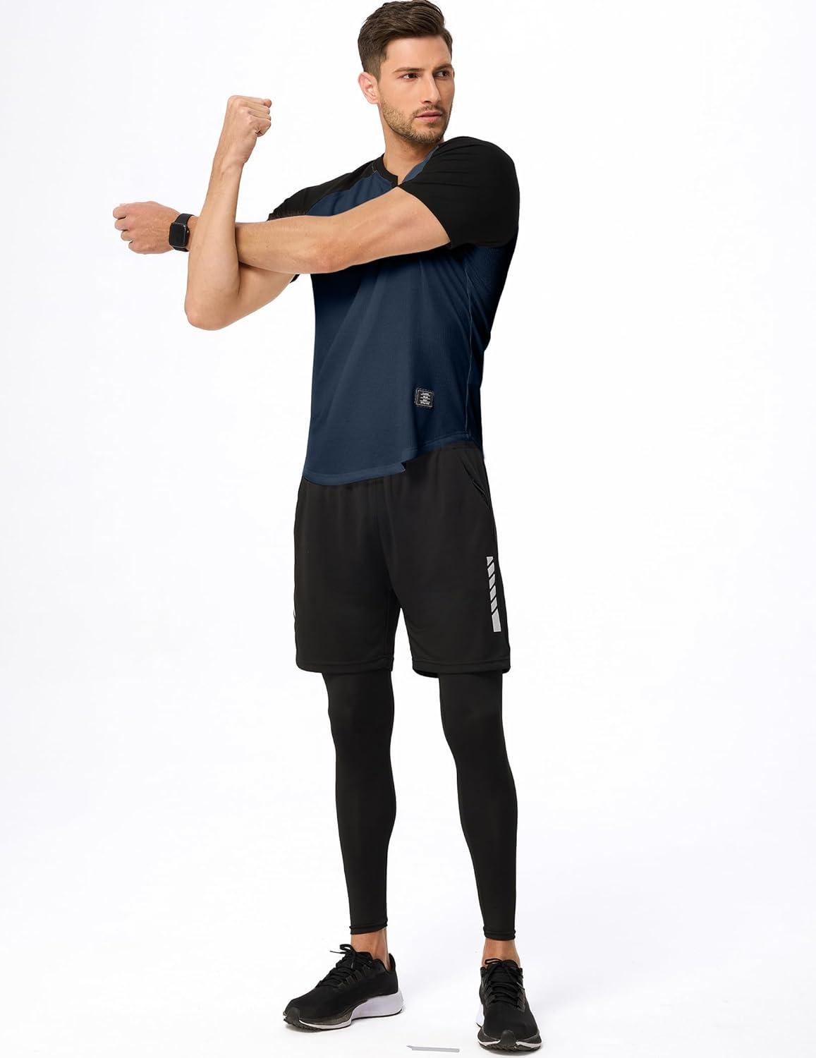 imageJMIERR Mens Muscle Slim T Shirt VNeck Longline Henley Shirt Gym Workout Athletic Tee ShirtsC Blue  Black