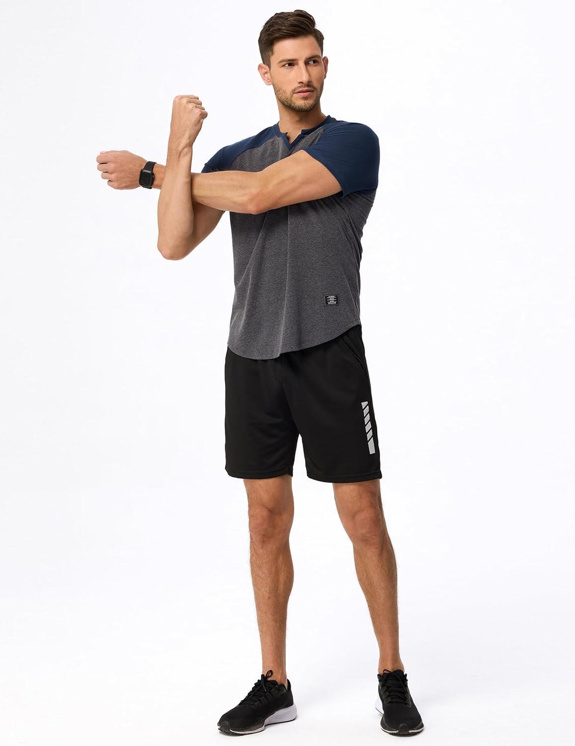 imageJMIERR Mens Muscle Slim T Shirt VNeck Longline Henley Shirt Gym Workout Athletic Tee ShirtsC Grey  Blue