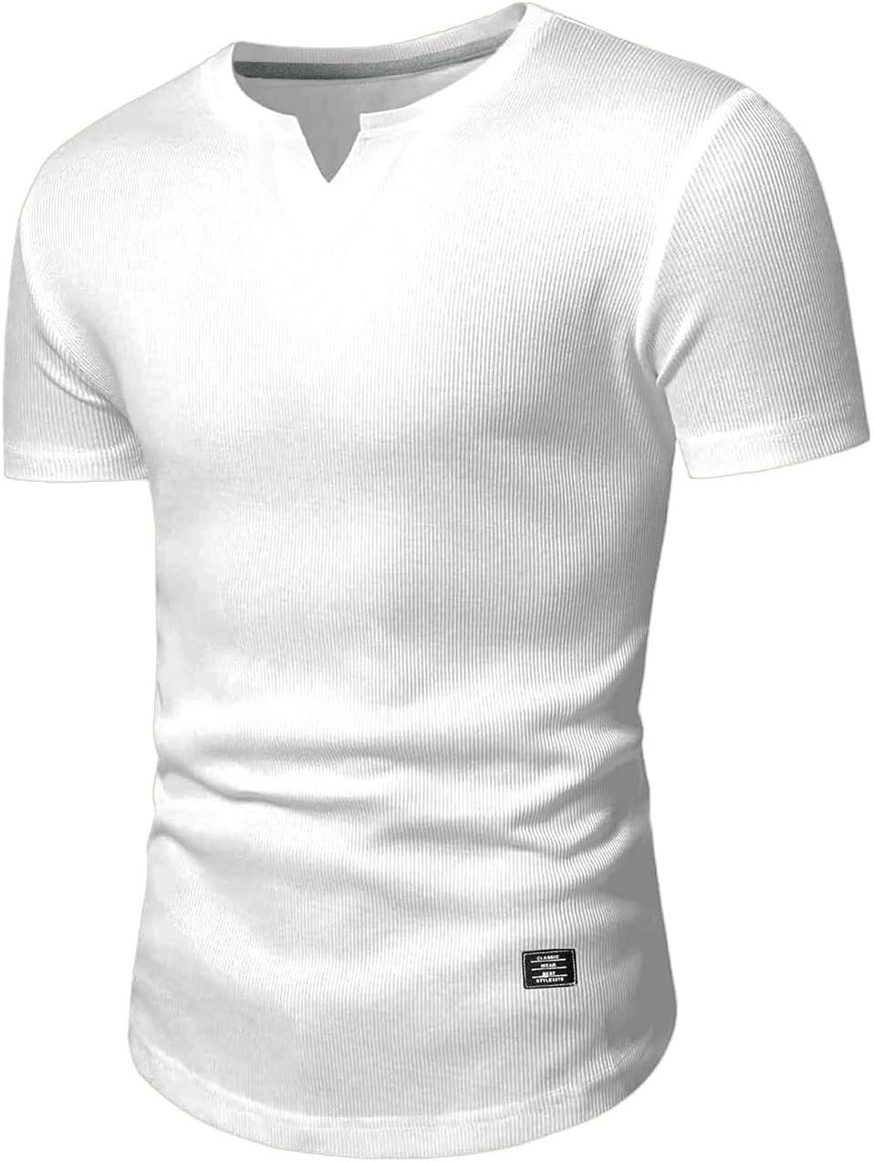 imageJMIERR Mens Muscle Slim T Shirt VNeck Longline Henley Shirt Gym Workout Athletic Tee ShirtsPackblackWhite