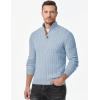 imageJMIERR Mens Cable Knit Pullover Sweater Casual Long Sleeve Stand Collar Button Knitted SweatersBeau Blue