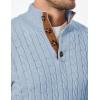 imageJMIERR Mens Cable Knit Pullover Sweater Casual Long Sleeve Stand Collar Button Knitted SweatersBeau Blue