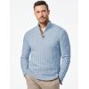 imageJMIERR Mens Cable Knit Pullover Sweater Casual Long Sleeve Stand Collar Button Knitted SweatersBeau Blue