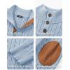 imageJMIERR Mens Cable Knit Pullover Sweater Casual Long Sleeve Stand Collar Button Knitted SweatersBeau Blue