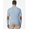 imageJMIERR Mens Cable Knit Pullover Sweater Casual Long Sleeve Stand Collar Button Knitted SweatersBeau Blue