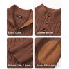 imageJMIERR Mens Cable Knit Pullover Sweater Casual Long Sleeve Stand Collar Button Knitted SweatersChestnut