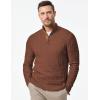 imageJMIERR Mens Cable Knit Pullover Sweater Casual Long Sleeve Stand Collar Button Knitted SweatersChestnut