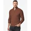 imageJMIERR Mens Cable Knit Pullover Sweater Casual Long Sleeve Stand Collar Button Knitted SweatersChestnut