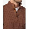imageJMIERR Mens Cable Knit Pullover Sweater Casual Long Sleeve Stand Collar Button Knitted SweatersChestnut