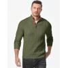 imageJMIERR Mens Cable Knit Pullover Sweater Casual Long Sleeve Stand Collar Button Knitted SweatersJungle Green