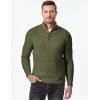 imageJMIERR Mens Cable Knit Pullover Sweater Casual Long Sleeve Stand Collar Button Knitted SweatersJungle Green