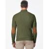 imageJMIERR Mens Cable Knit Pullover Sweater Casual Long Sleeve Stand Collar Button Knitted SweatersJungle Green